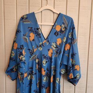 Diane Von Furstenberg Blue Floral Midi Dress